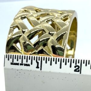 Gold Clamper Hinged Wide Cuff Bracelet